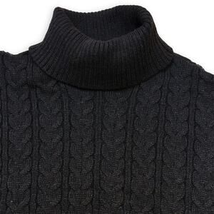 Marc Asher Men's Black Cable Knit Turtleneck Sweater Size XL Classic